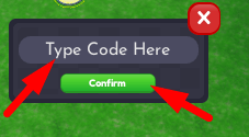 The code redeeming interface in Bounce House Tycoon