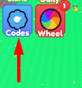 The Codes button in Eat Ball Simulator