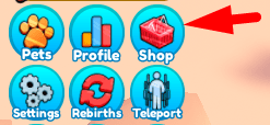 The Shop button in Tapping Adventure
