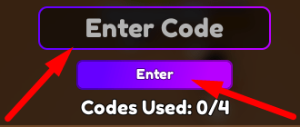 The code redeeming interface in Anime Realms Simulator