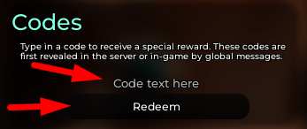 The code redeeming interface in World Tower Defense