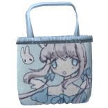 [1.0] cute bunny angel girl tote bag white blue