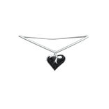 [1.0]Black Silver Heart Necklace