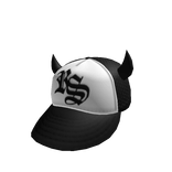 BACKWARDS ROCKSTAR HORNS TRUCKER CAP --- BLACK Y2K