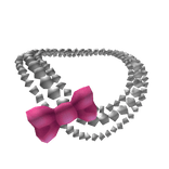 Beaded Necklace with Bow - Silver (3.0)