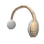 Beige Plaid Earmuffs