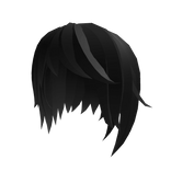 ♡ short messy fluffy hair black - Roblox