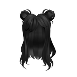 Black Anime Hair w/ Buns + Bangs