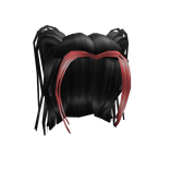 Black Half-Up Pigtails w Red Strands