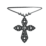 Black Halloween Rhinestone Cross Necklace - 3.0