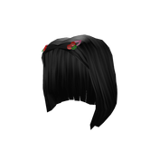 Black Long Bob With Cherry Clips