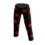 Black Pajama Pants with Red Hearts