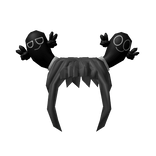 Black Peace Sign Ghost Friends Pig Tails Anime