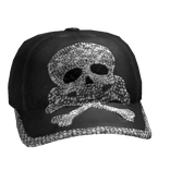 Black Rhinestone Skull Bling Cap