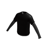Black T-Shirt with Striped Long Sleeve Shirt