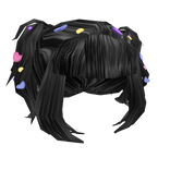 Black Wavy Pigtails w Kawaii Clips
