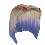Blonde & Blue Ombre Long Bob Hair w/ Cherry Clips