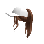 Brown High Pony w/ White Baseball Cap