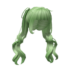 Charming Loose Anime Pigtails Hairstyle in Green