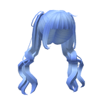 Charming Loose Anime Pigtails Hairstyle in SkyBlue
