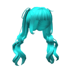 Charming Loose Anime Pigtails Hairstyle in Teal