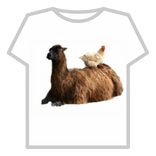 Chicken sitting on a llama