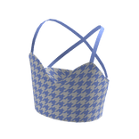 Corset Crop Top - Blue Houndstooth