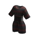Corset Tied T-Shirt - Black & Red