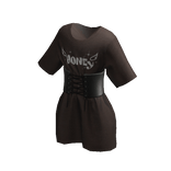 Corset Tied T-Shirt - Graphic Brown