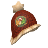 Cottagecore Knit Hat w Ruffle - Red