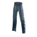 ✅ Cute blue denim jeans w net stripes & brown belt