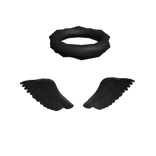 Dark Angel Wings w/Fluffy Halo