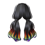 Dream Girl Low Pigtails Black n Rainbow