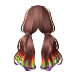 Dream Girl Low Pigtails Brown To Rainbow