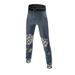 ✅ Emo blue denim folded jeans w Halloween nets