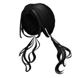 Flowy Low Pigtails with Curtain Bangs in Black