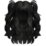 Fluffy Half Up Wavy Hair w Bangs Black