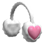 Fluffy Heart Earmuffs White Pink