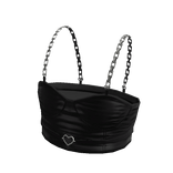 Forever21 Silver Chain Heart Metallic Crop Black