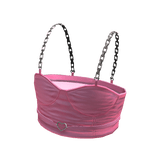 Forever21 Silver Chained Heart Crop Baby Pink