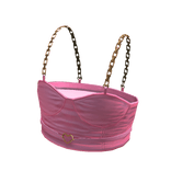 Forever 21 Gold Chained Heart Crop Baby Pink