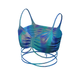 Forever 21 Self Tie Crop Cami Design Blue