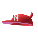 Fresh Red Fitted Cap With Horns