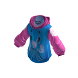 Kitty Paw Oversized Hoodie Pink & Blue