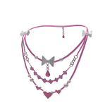 Layered Bow & Hearts Necklace