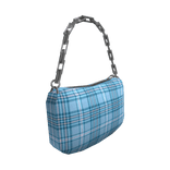 Light Blue Plaid Chain Purse