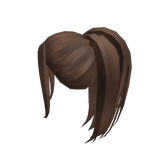 Long brown ponytail w/ thin bangs 