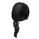 Long Curtain with Braided Side-Ponytail (black)