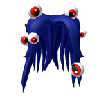 Long Dark Blue Hair Red Eye Eyeballs Anime