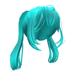 Loose Anime Messy Bangs w/ Long Pigtails in Teal